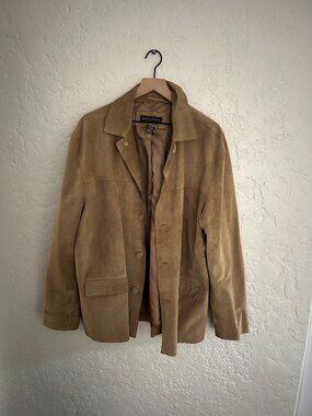 Vintage Banana Republic Suede Leather Chore Jacket Tan Large